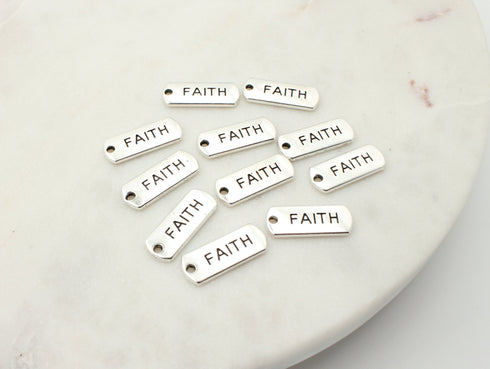 faith charm, round charm, silver charms, always have faith, believe, antique silver, mixed metal, 21mm x 8mm, hole 1.8mm, sold as 5 pieces.